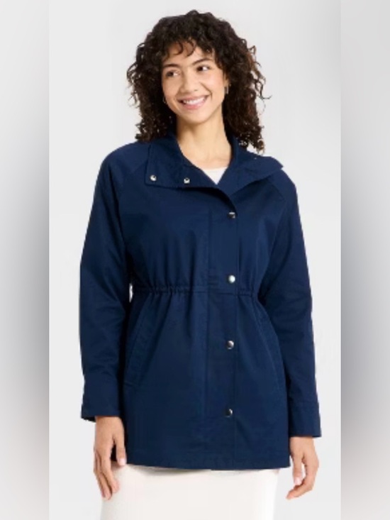 a new day Jackets & Blazers - a new day Navy Drawstring-Waist Trench Jacket‎ - Women